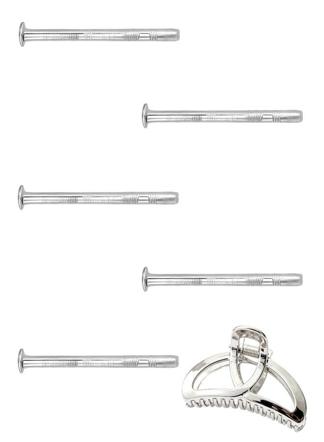 NICENEEDED 5 PCS Central Axle Rod for Hair Claw Clip Spring Replacement, 25 mm Silver Stainless Steel Pin Shraft for Squre Rectangle Butterfly Jaw Clamp Repair Parts - Image 1